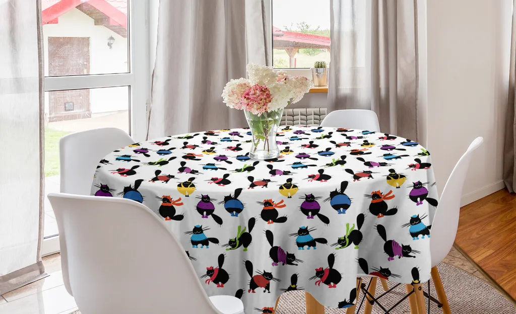 Tovaglia Rotonda Lavabile Gatti 150cm - Ideale per Famiglie