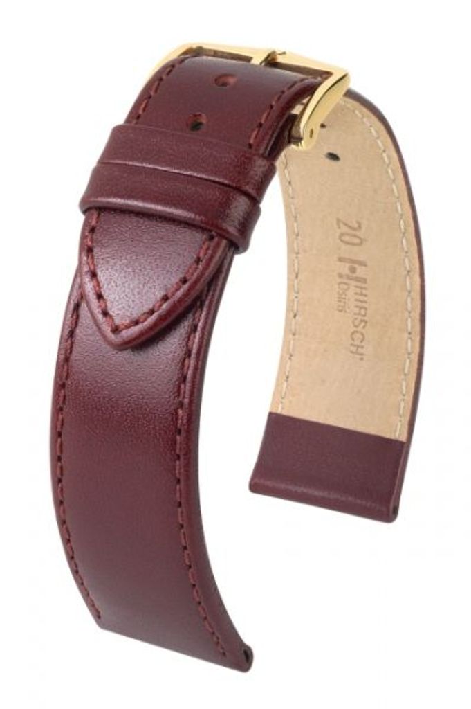 Hirsch Uhrenarmband Osiris M weinrot glänzend 16 mm