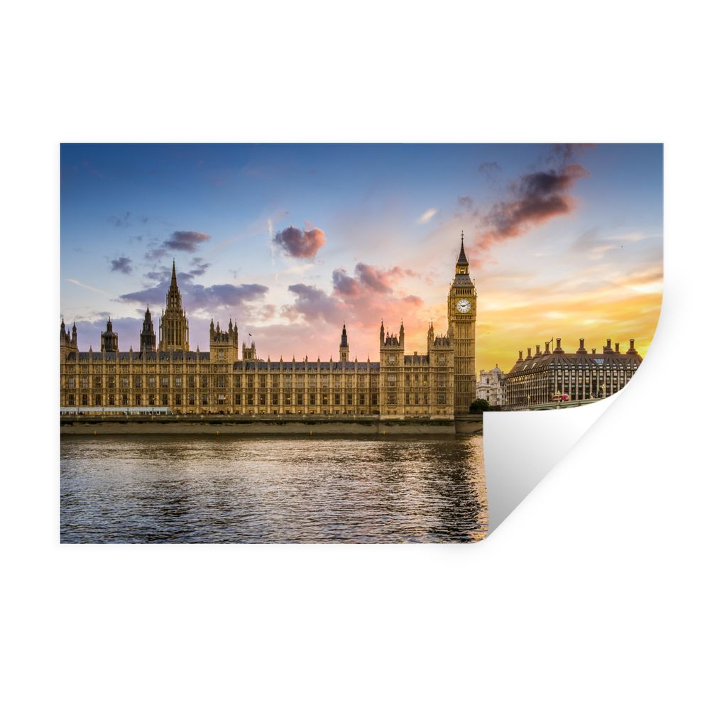 MuchoWow Wandtattoo Wandsticker Wandaufkleber Sonne - Big Ben - London 30x20 cm Selbstklebend und Repositionierbar - Wierderverwendbar - Selbstkl...