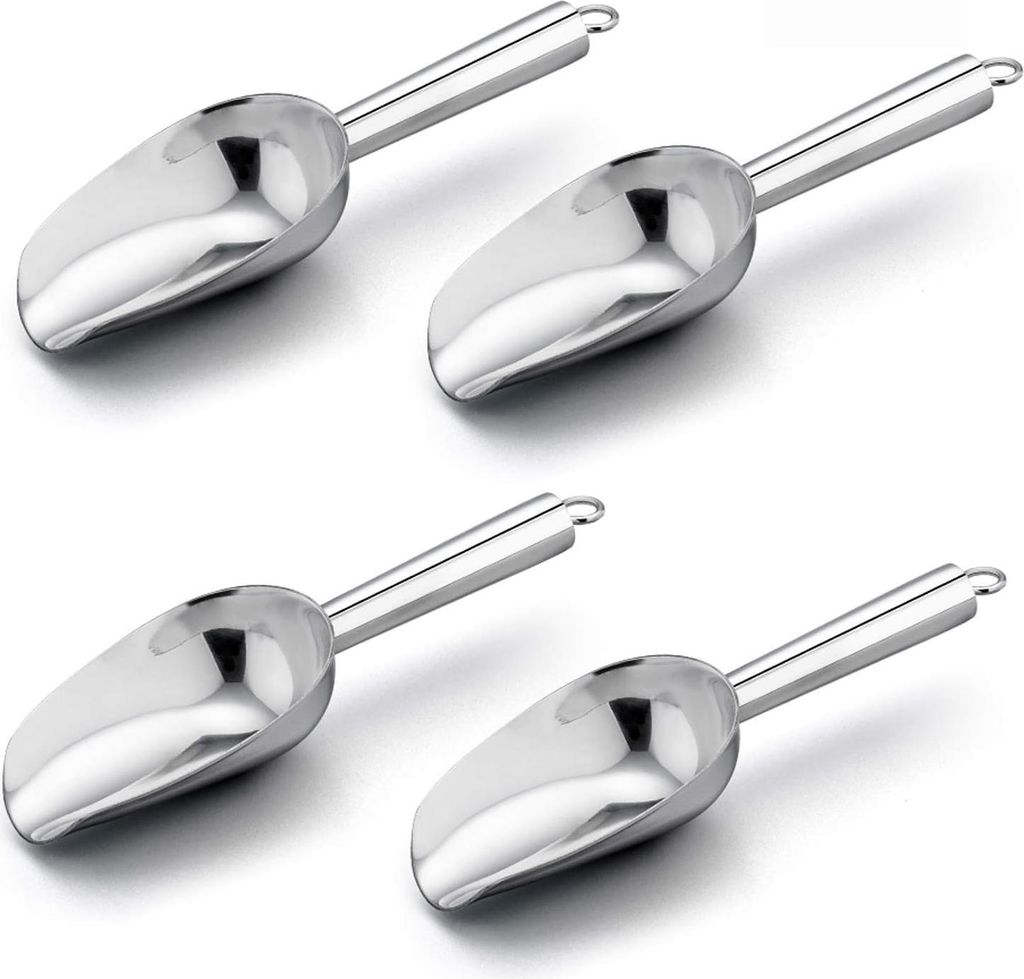 4-teiliges Set aus rostfreiem Stahl Mini-Schaufel Mehl-Schaufel Abwieg-Schaufel für Bar Küche Buffet Fest - spülmaschinenfest - 3 oz Eisschaufel...