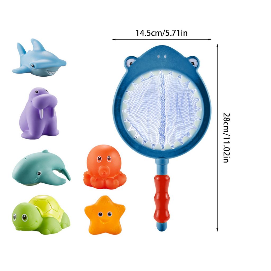 7 Stück Baby Badespielzeug mit Fischernetz Set, Produktbild 6