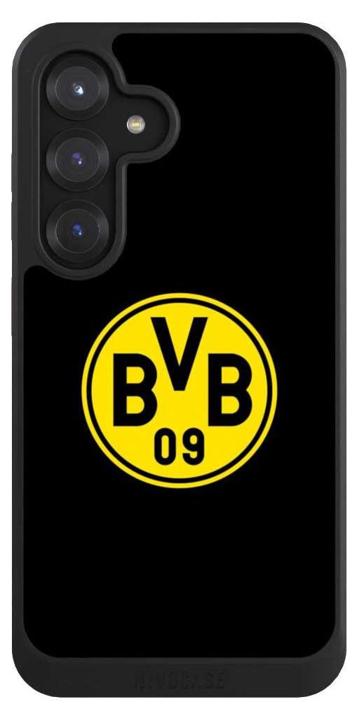 NIVOCASE Hülle für Samsung Galaxy S25 Handyhülle NIVOcore Case Schwarz BVB Borussia Dortmund Logo