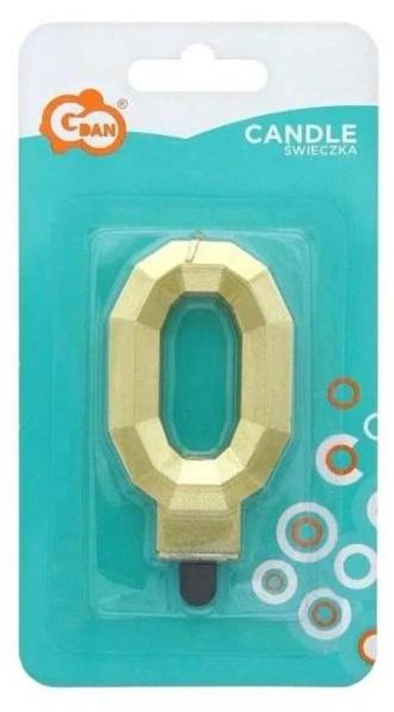 Kerze „Ziffer 0 Diamant“ 7,6 cm – Godan