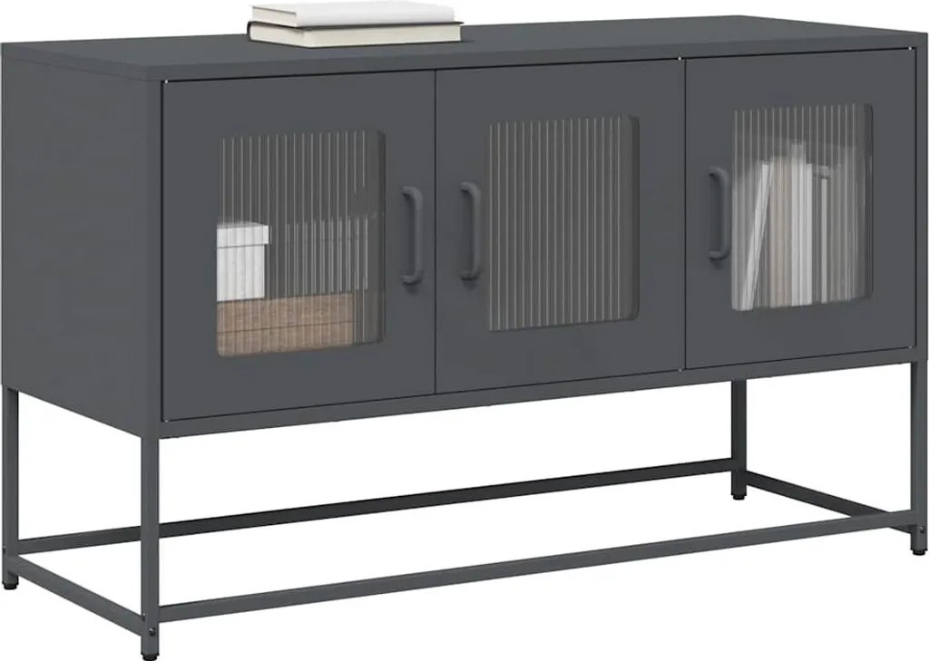 Mobile Porta TV Design Industriale Antracite 100cm Acciaio - 2