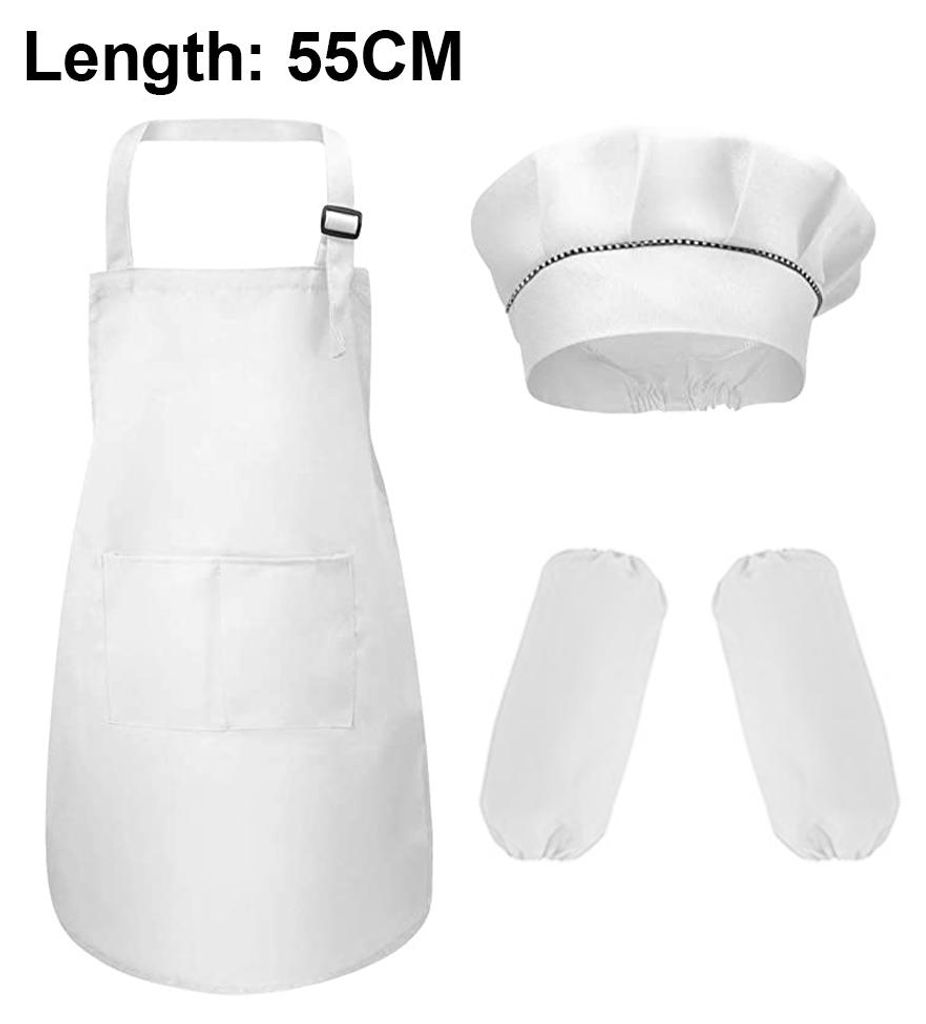 Set Kinderschürze und -mütze mit Ärmeln, Kochschürze für Kinder zum Kochen, Backen, Malen, Malen im Kindergarten