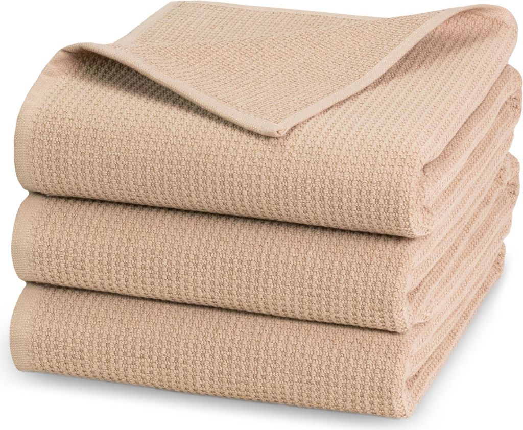 3er Set Duschtücher Waffelpique, 70x140 cm, 100% Baumwolle, Produktbild 