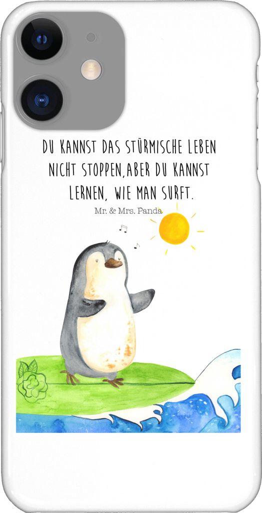 Mr. & Mrs. Panda Iphone 11 Handyhülle Pinguin Surfer - Weiß - Geschenk, Cover, Urlaub, Hawaii, Optimistisch, Portugal, Handycover, Hülle, Pingui...