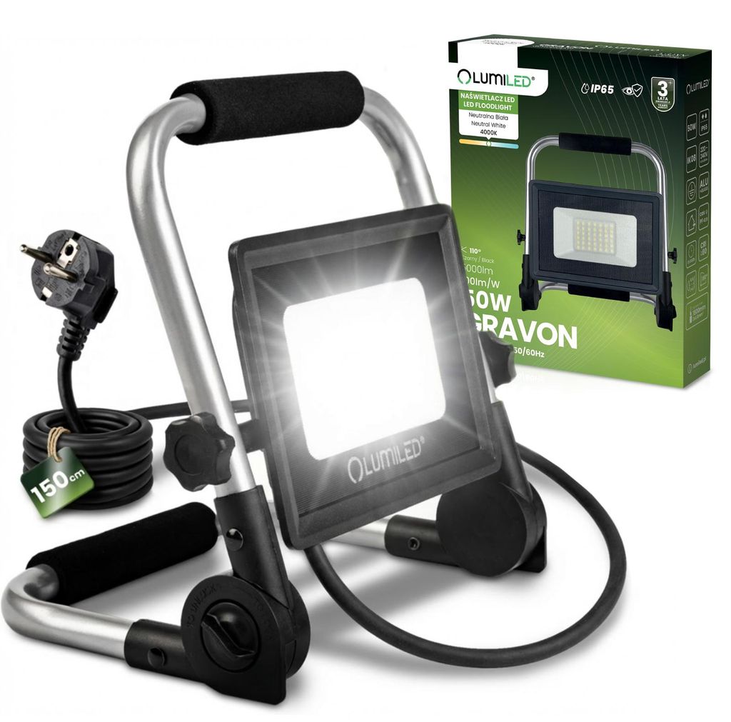 LUMILED Baustrahler LED mit Stativ 50W 5000 lm Produktbild 