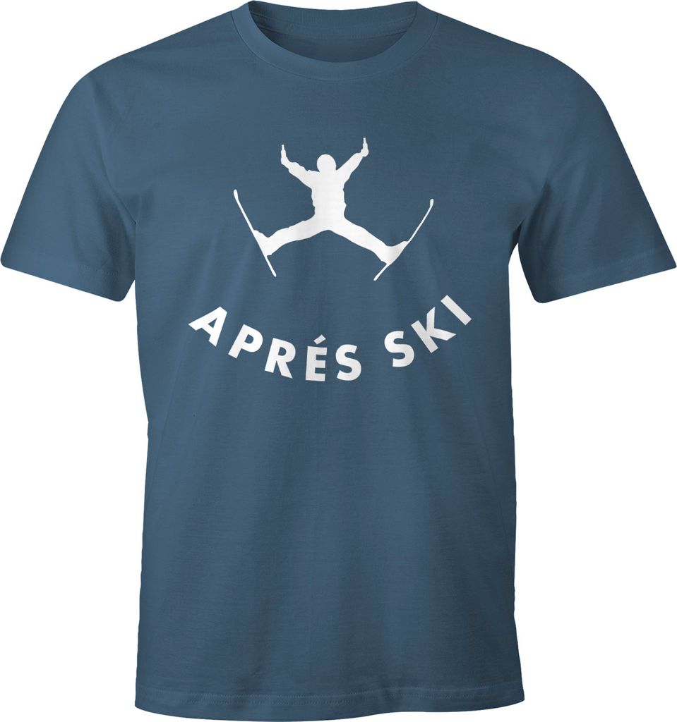 Herren T-Shirt Apres Ski Sprung Bier Fun-Shirt Moonworks denim L