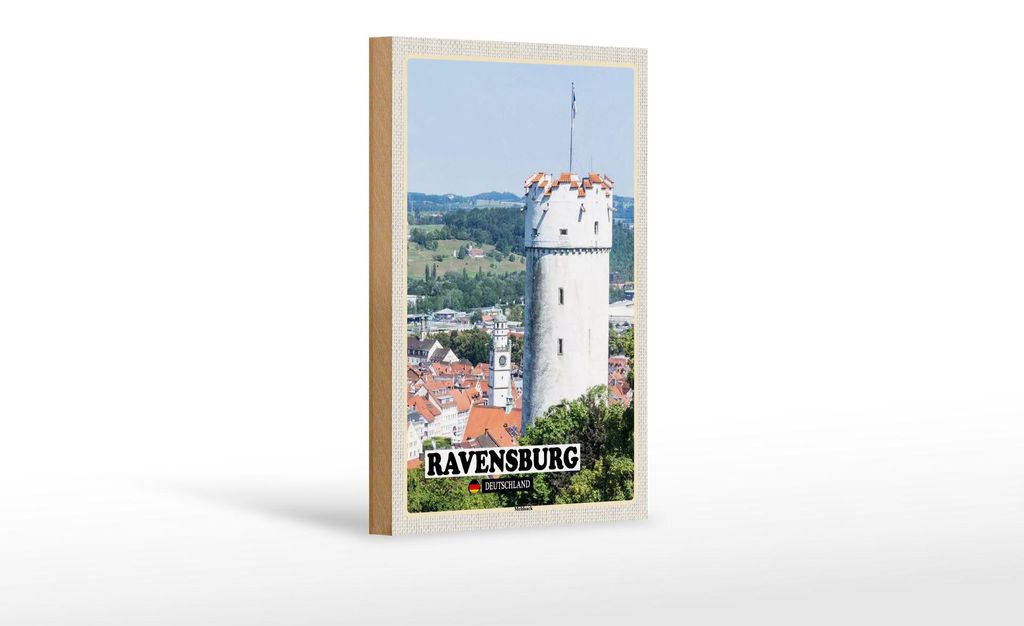 Holzschild Städte Ravensburg Mehlsack Architektur 12x18 cm
