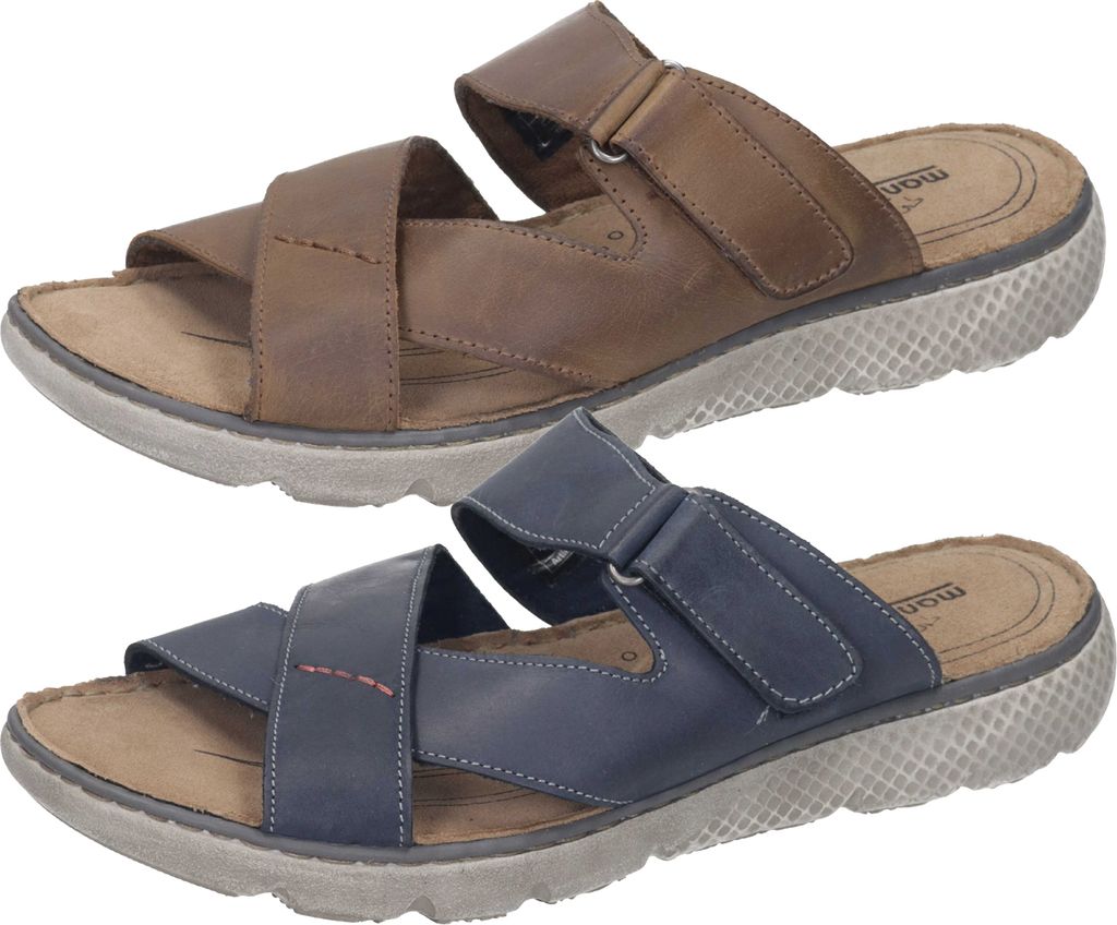 Manitu Herren Pantolette Clogs Leder 600512, Größe:41 EU, Farbe:Blau