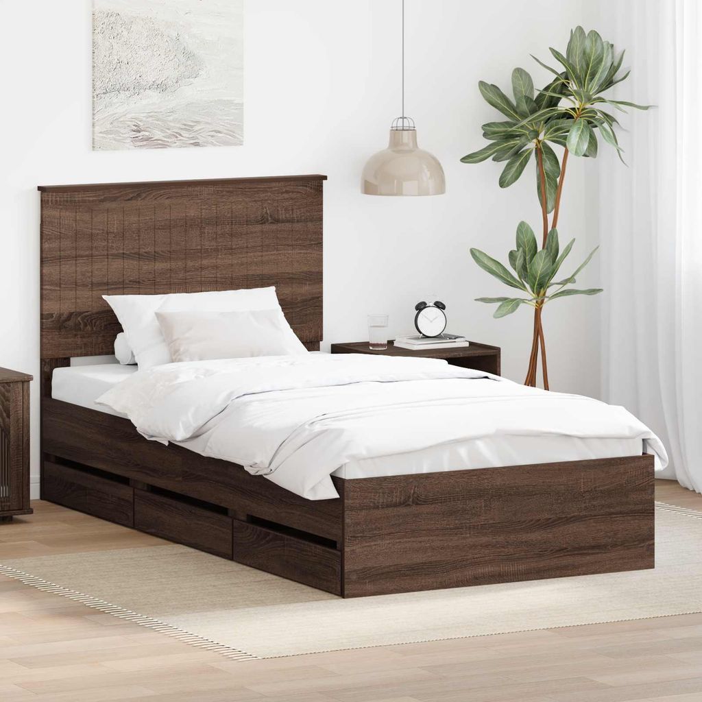Maison Exclusive - Bettrahmen Braun Eichen-Optik 100 x 200 cm Ingenieurs Holz