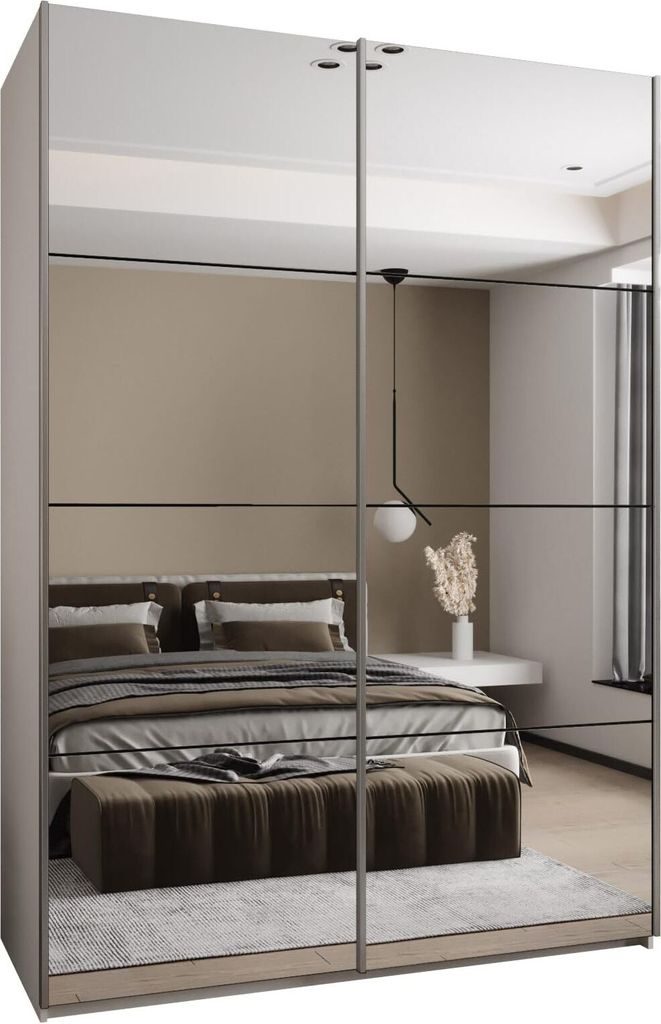 MEBLE KRYSPOL LUX 2 Schrank - 245,5x170x64cm - Weiß, Schwarz, Silber
