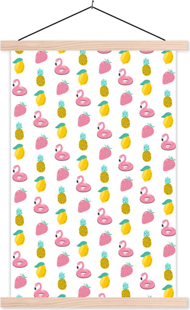 MuchoWow Textilposter Farben - Sommer - Muster 40x60 cm mit holzfarbenen Rahmen - Poster