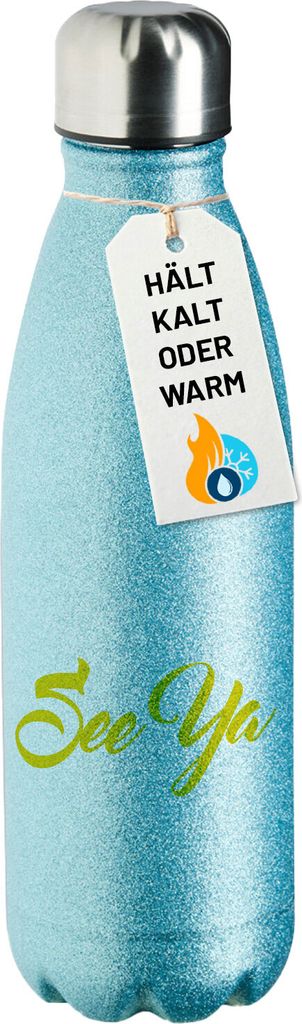 Huuraa Trinkflasche See Ya Spruch 500ml Blue Edelstahl Wasserflasche Trinkflasche Geschenkidee