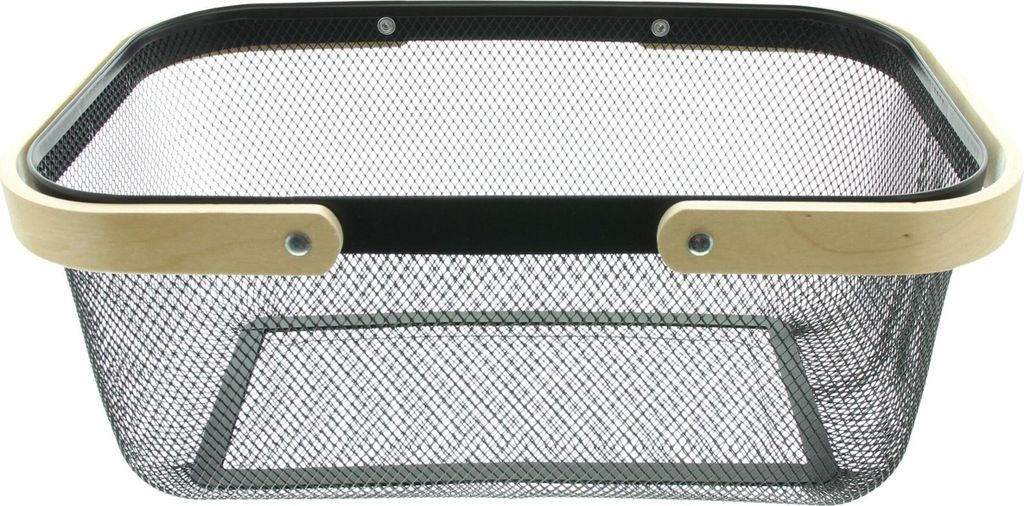 Frank Flechtwaren Metallkorb Bambus Holzgriff Einkaufskorb Fahrradkorb