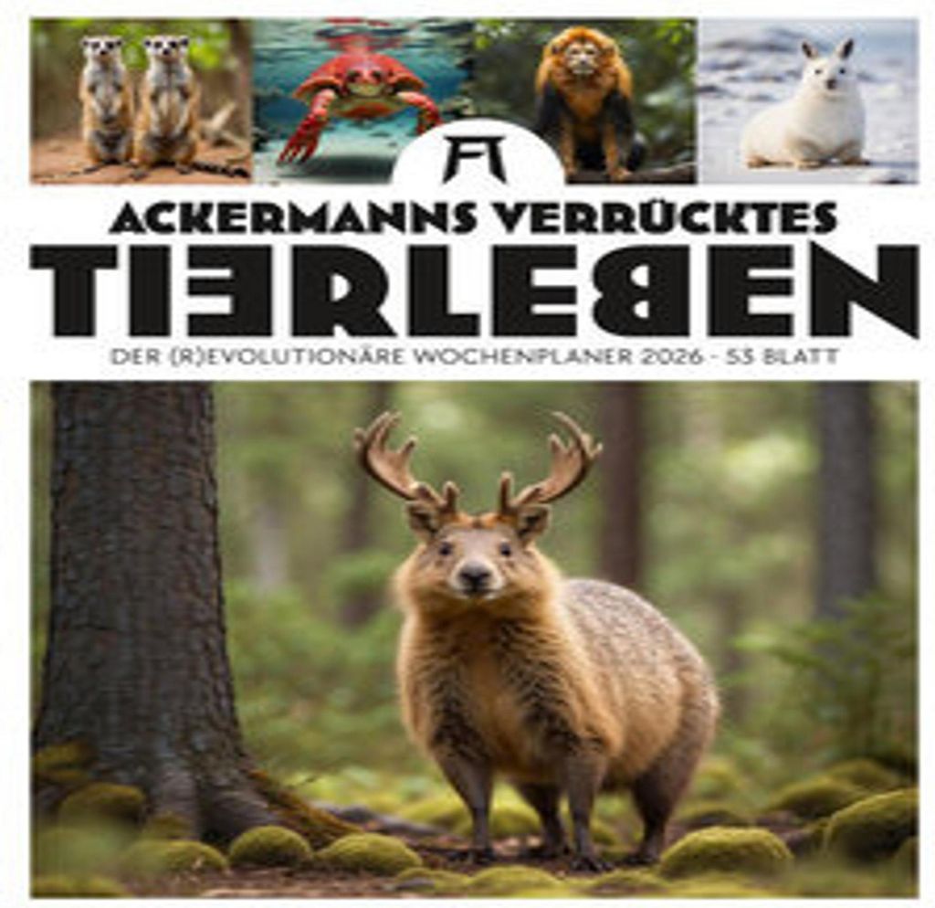Verrücktes Tierleben Wochenplaner mit KI-Bildern Kalender 2026