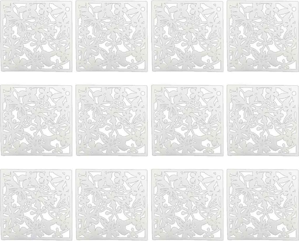 12er Set Raumteiler Paneele Hängevorhang Raumteiler Wand Paravent 40x40cm Weiß