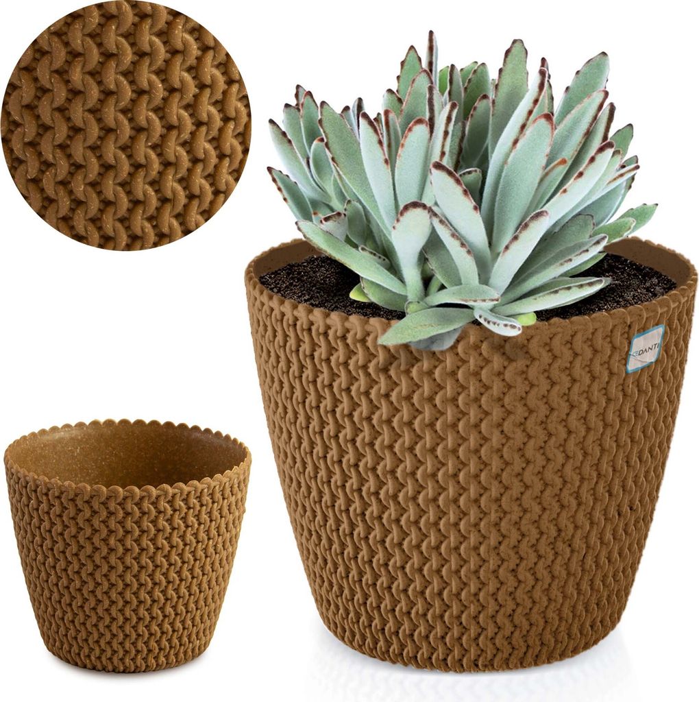 Blumentopf Dekotopf Runder Topf 18,7 cm Splofy Pflanztopf Für Das Haus ECO Wood Braun