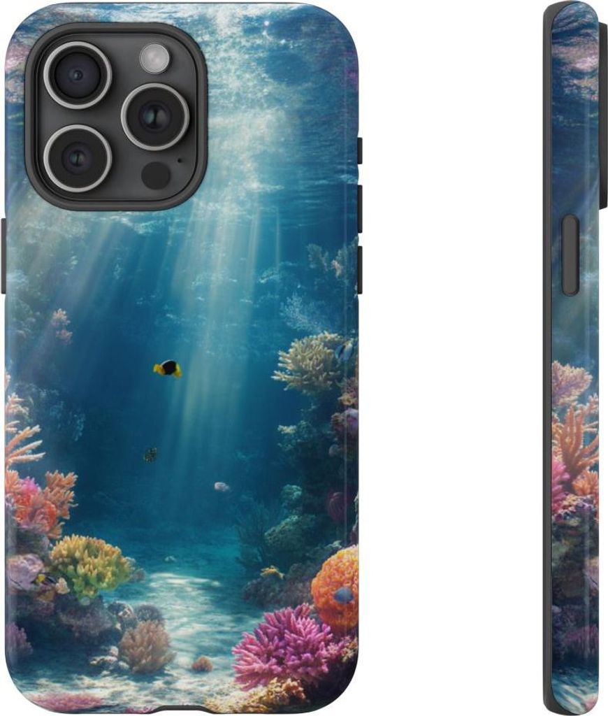 Lebendige Unterwasser-Korallenlandschaft mit Fischen – Hülle Kompatibel mit iPhone 15 Pro Max