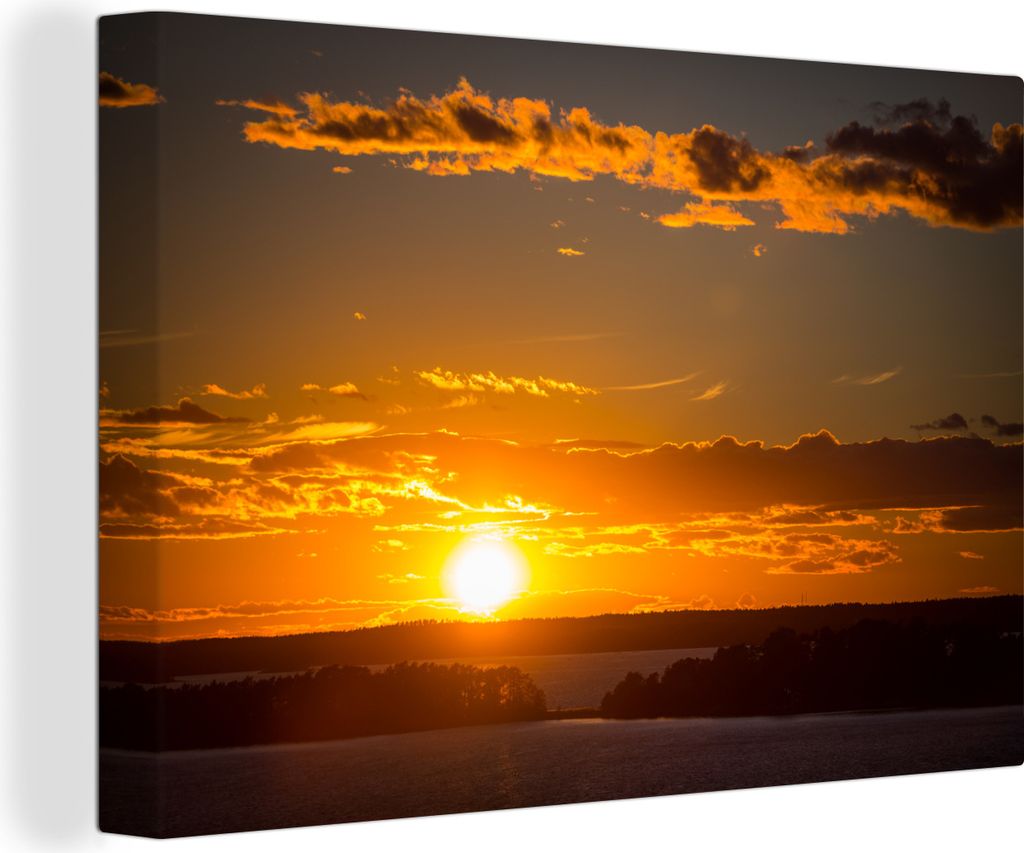OneMillionCanvasses - Leinwandbilder - 140x90 cm, Sonnenuntergang mit Wolken, Wandbilder Kunstdruck Wanddekoration - Foto auf Leinwand - Gemälde...