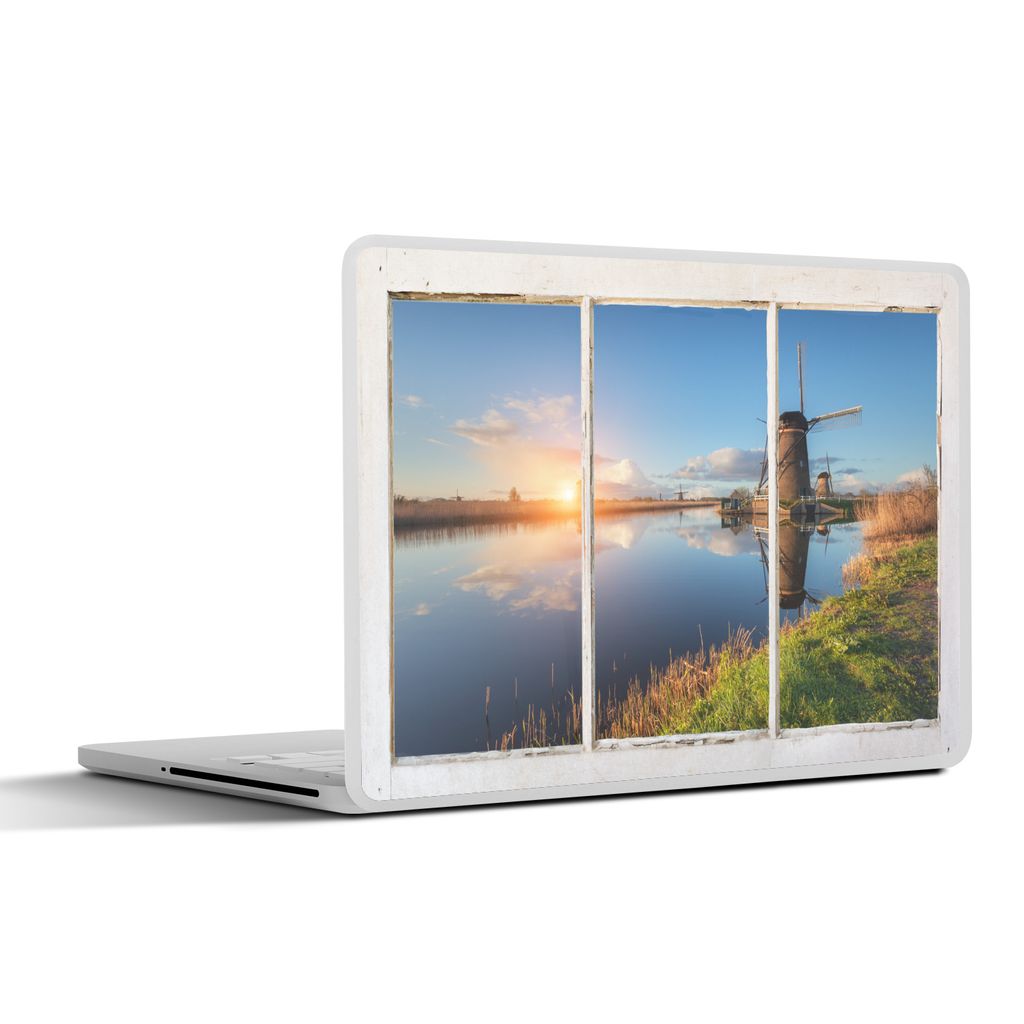 MuchoWow Laptop Aufkleber Sticker Cover Aussicht - Wasser - Mühle 36.5x27.5 cm - Laptop-Sticker