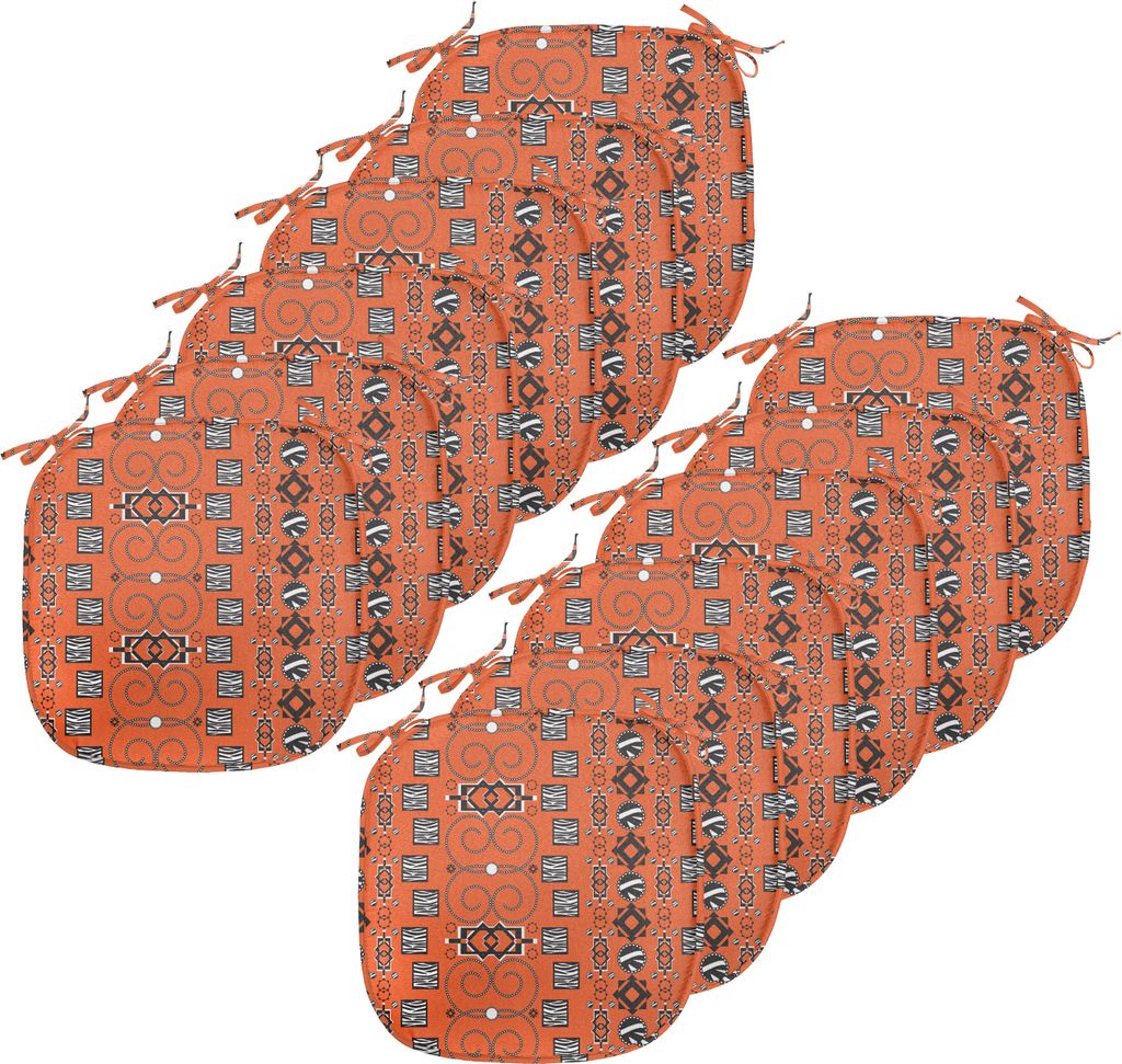 ABAKUHAUS afrikanisch Polster für Esszimmerstühle, Ornament, Dekoratives wasserfestes Kissen mit Riemen für Küchensitze, 40 cm x 40 cm-12er Pac...