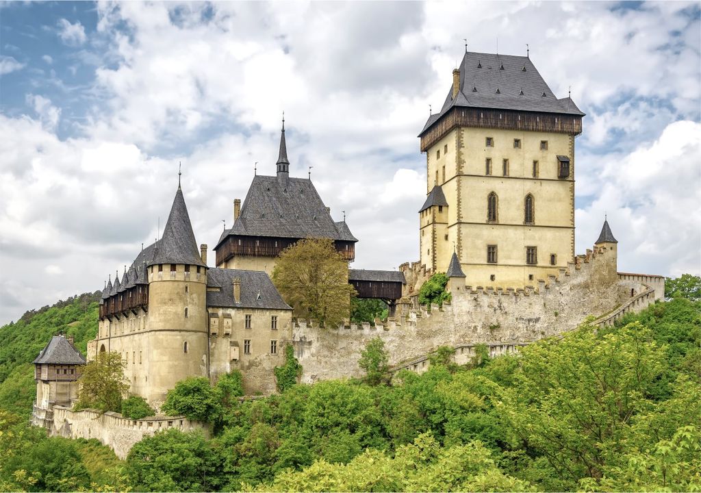 Dino Puzzle Karlstein Castle - 500 Teile Landschaft Puzzle Produktbild 