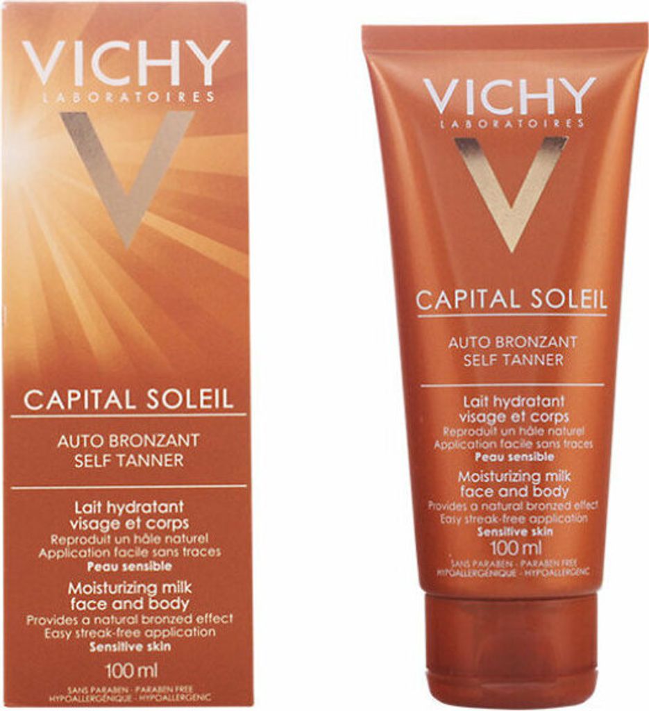 A product shot of a Vichy Capital Soleil Self Tanner box and tube.