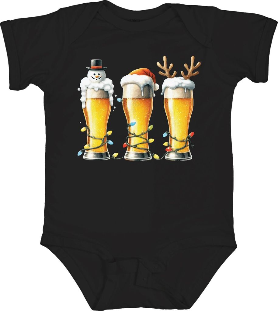 Bier Weißbier Bayern Lichterkette - Weihnachten Weihnachtsgeschenk Christmas Unisex Baby Body, Schwarz, 0/3