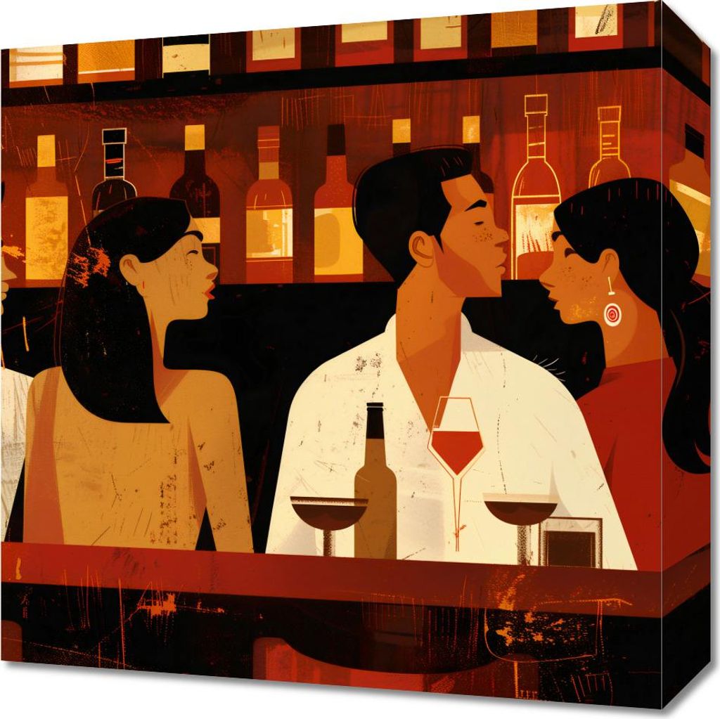 Bild 40x40cm Treffen bei Wein