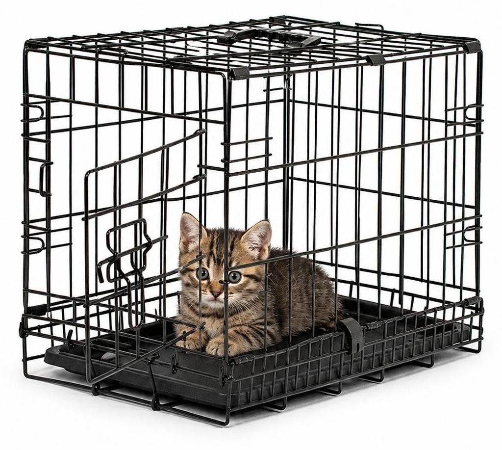 lionto Transportkäfig für Katzen aus Metall, stabil & Produktbild 