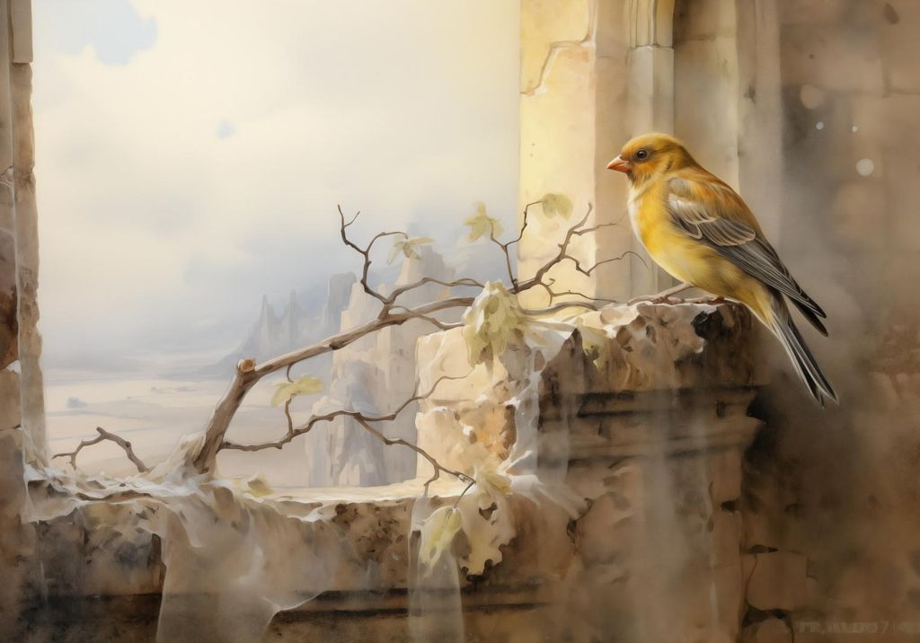 Plakat 66,5x46,5cm Kanarienvogel am Abgrund