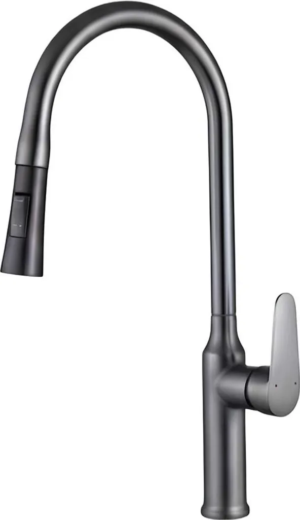 Miscelatore Cucina Avizar con Doccetta | Design Nero Opaco e Argento