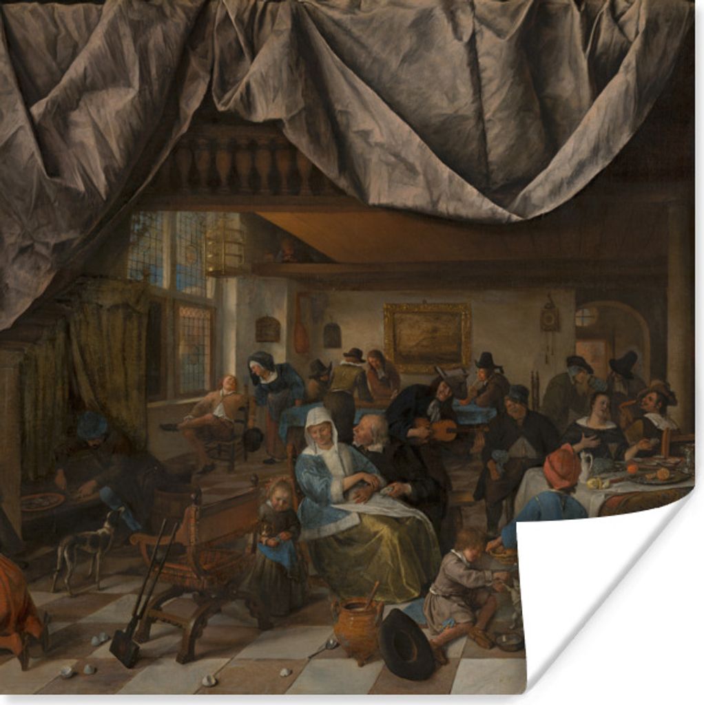 MuchoWow Poster Das Leben des Menschen - Jan Steen 50x50 cm - Wohnzimmerdekoration