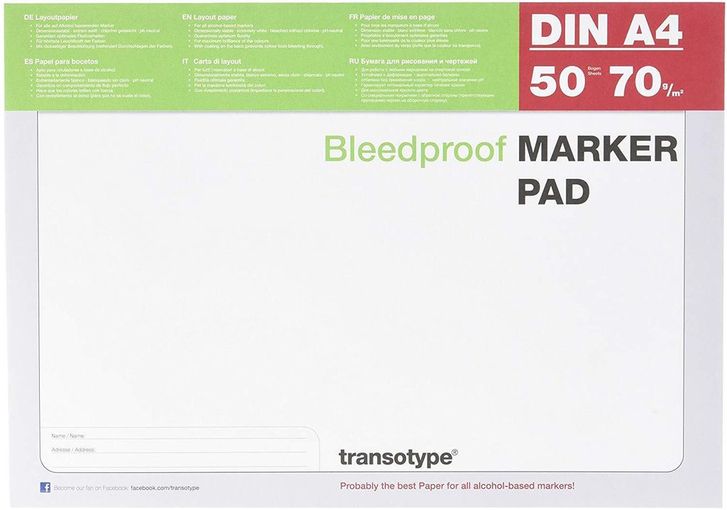 transotype Markerblock DIN A4 70 g/qm 50 Blatt Produktbild 
