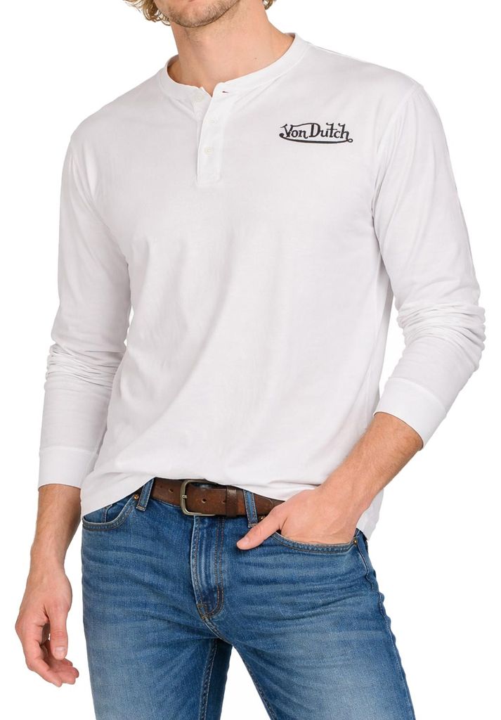 Von Dutch Herren T-Shirt Shirt Langarm Weiß