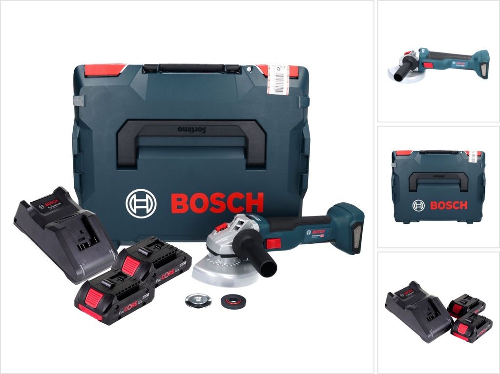 Bosch GWS 18V-10 Professional Akku Winkelschleifer 18 V 125 mm Brushless + 2x ProCORE Akku 4,0 Ah + Ladegerät + L-Boxx