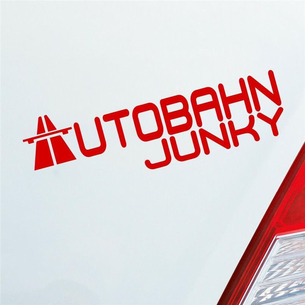 Auto Aufkleber Autobahn Junky Tuning Racing 15x5 cm Rot Sticker Heckscheibenaufkleber