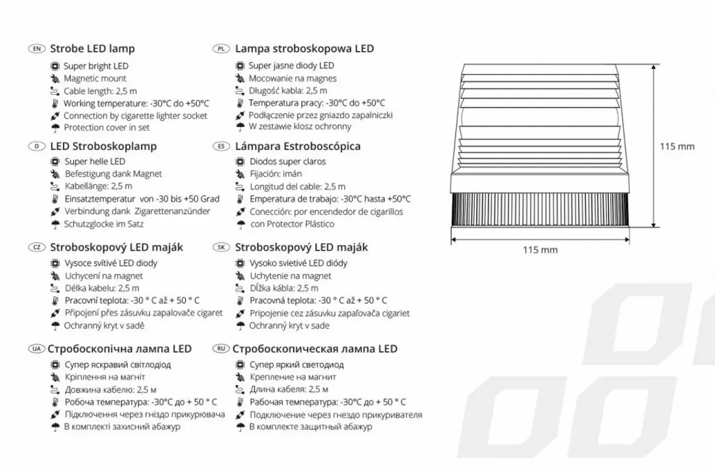 Luce Stroboscopica 24V LED Professionale - Segnalazione Emergenza - 3