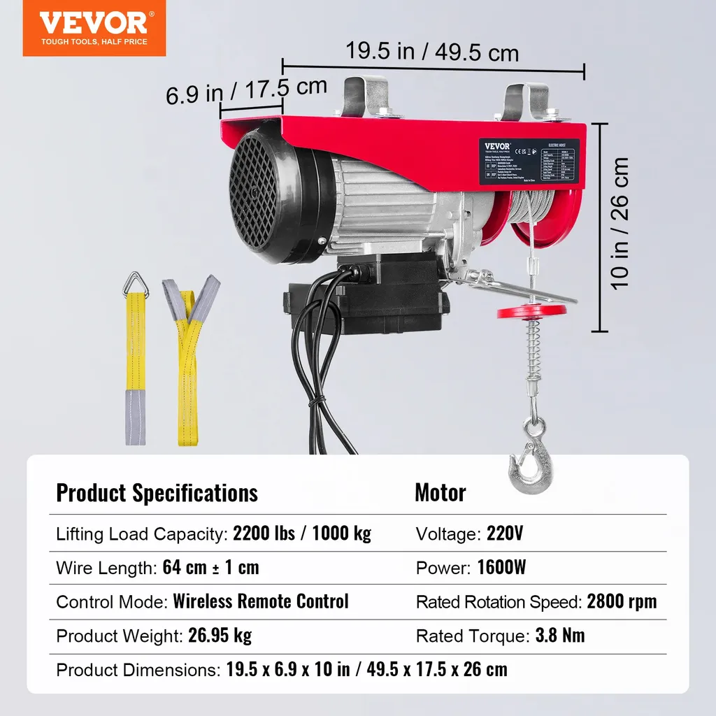 Cric électrique sans fil 1000 kg avec télécommande longue portée 12V - 2