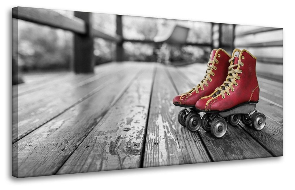 Leinwanddruck Vintage rote Rollschuhe 80x40 cm
