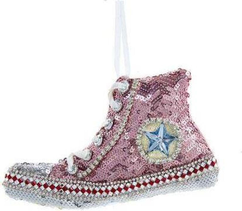 Weihnachtsbaumkugel Rosa Turnschuh 3D Resin Weiß Sneaker Christbaumschmuck