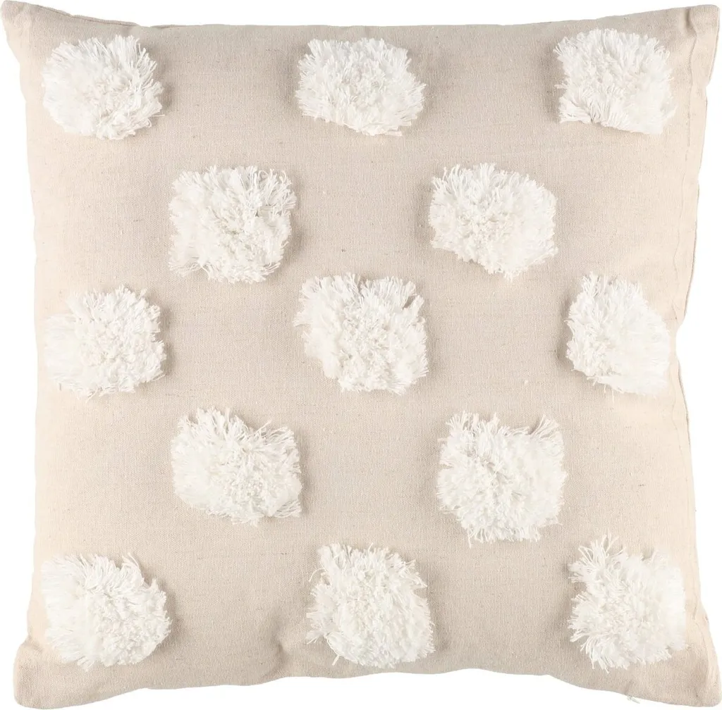 Coussin déco 45x45 cm pour canapé - Ambiance cosy avec pompons doux