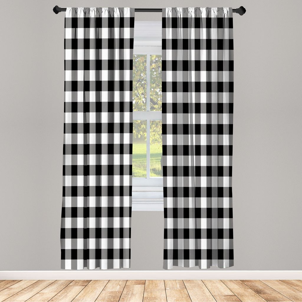 ABAKUHAUS Plaid Vorhänge 2 Panel Set für Wohnzimmer Schlafzimmer Nachbildung, Lumberjack Mode Buffalo Checks Muster Retro Style Gitter Zusammense...