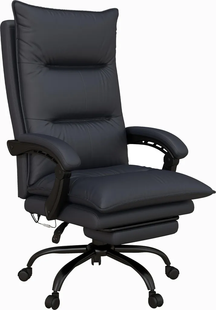 Chaise de bureau Fortuna Lai avec massage et repose-pieds - Gris foncé