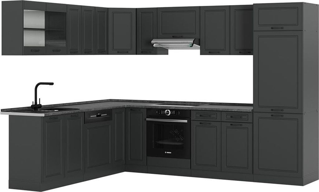 Eckküche Vicco R-Line Anthrazit Landhaus/Anthrazit 287 x 60 cm , AP Anthrazit, Model 53771