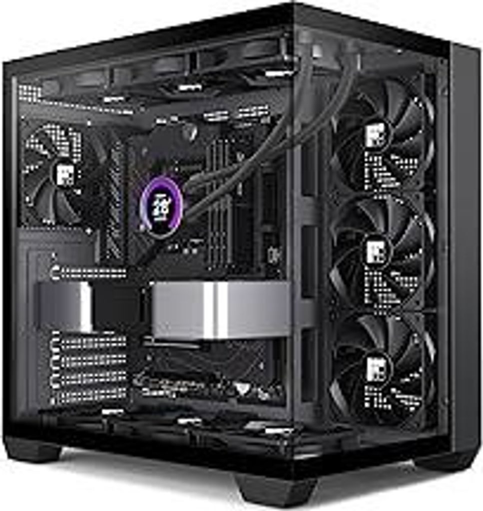 FOIFKIN F300 PC Gehäuse - Vorinstallierte 4 ohne RGB-Lüfter, ATX Mid-Tower Gaming PC Gehäuse, 270° Panoramaglas mit Type-C (Schwarz, F300)