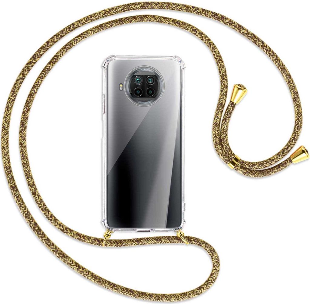 Handykette Backcover-Schutzhülle mit Band (Metall goldfarben) für Xiaomi Mi 10T Lite 5G - braun+beige