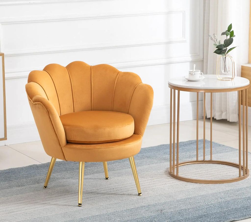 Lounge-Sessel, Einzelsessel Vintage-Sessel, Metallgestell,Esszimmerstuhl 76 x 67 x 74 cm, Gelb